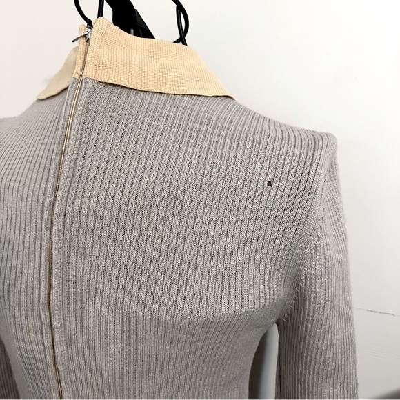 Vintage Collared Sweater Dress with Belted Wool Skirt - Picture 3 of 4